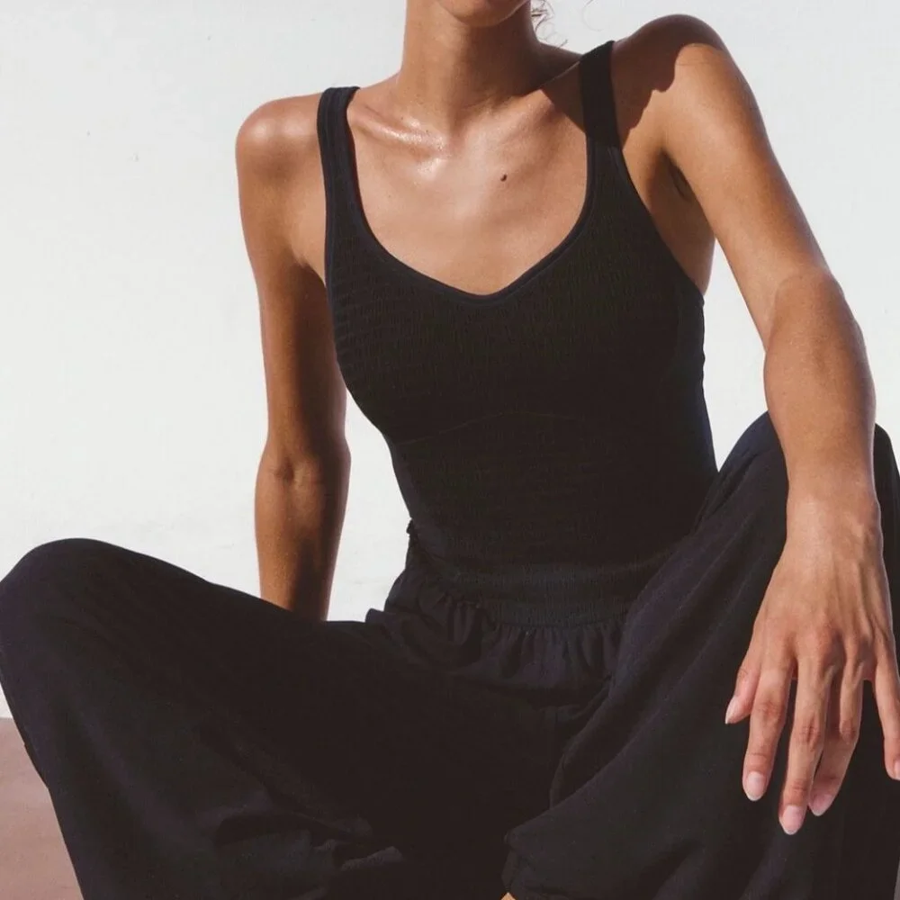 NWT Free People Smockin’ Hot Wide Leg Onesie in Black